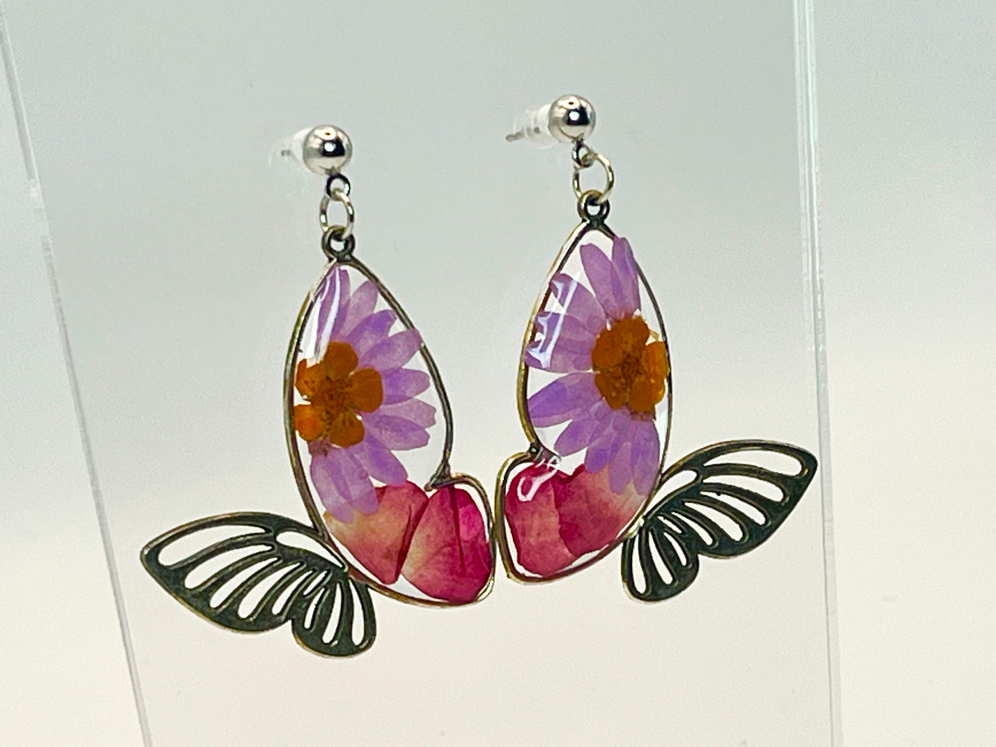 Bursts of Purple Butterfly Earrings
