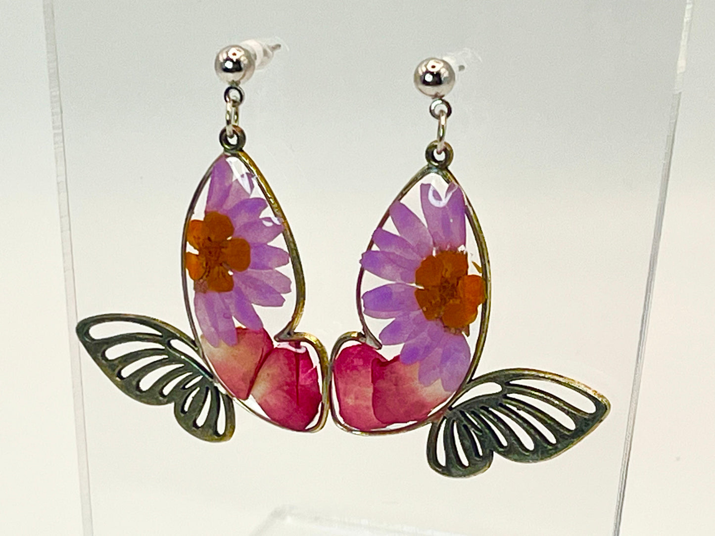 Bursts of Purple Butterfly Earrings
