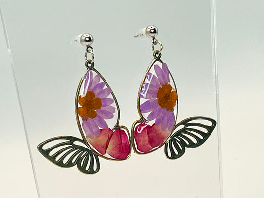 Bursts of Purple Butterfly Earrings